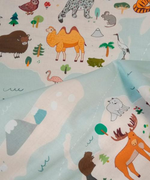Popelín Estampado Animal World Map