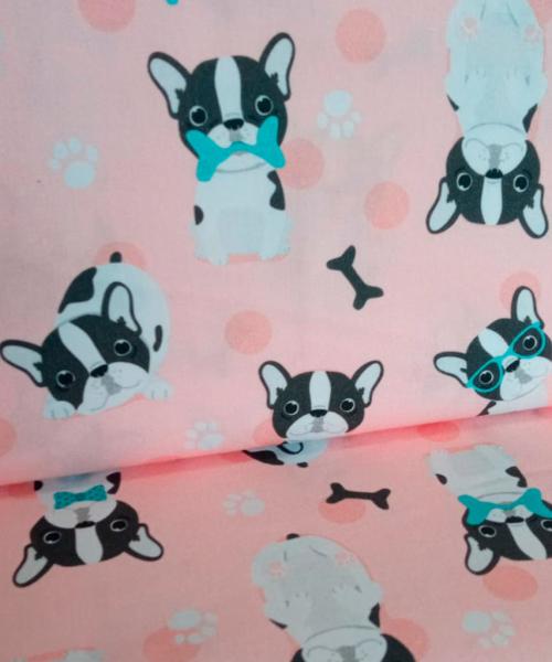 Popelín Estampado Bulldog