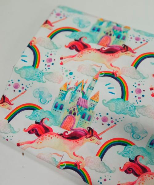 Popelín Estampado Unicornios y Castillos