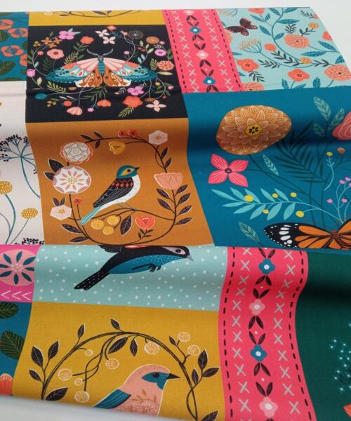 Popelín Dashwood Pájaros y Mariposas