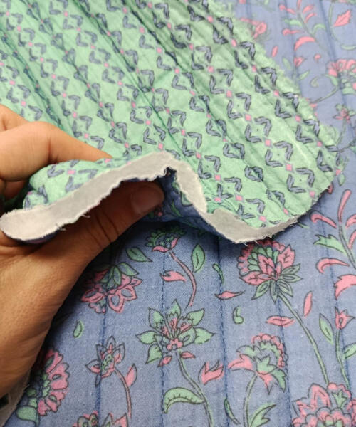 Muselina Acolchada Reversible Violeta y Menta